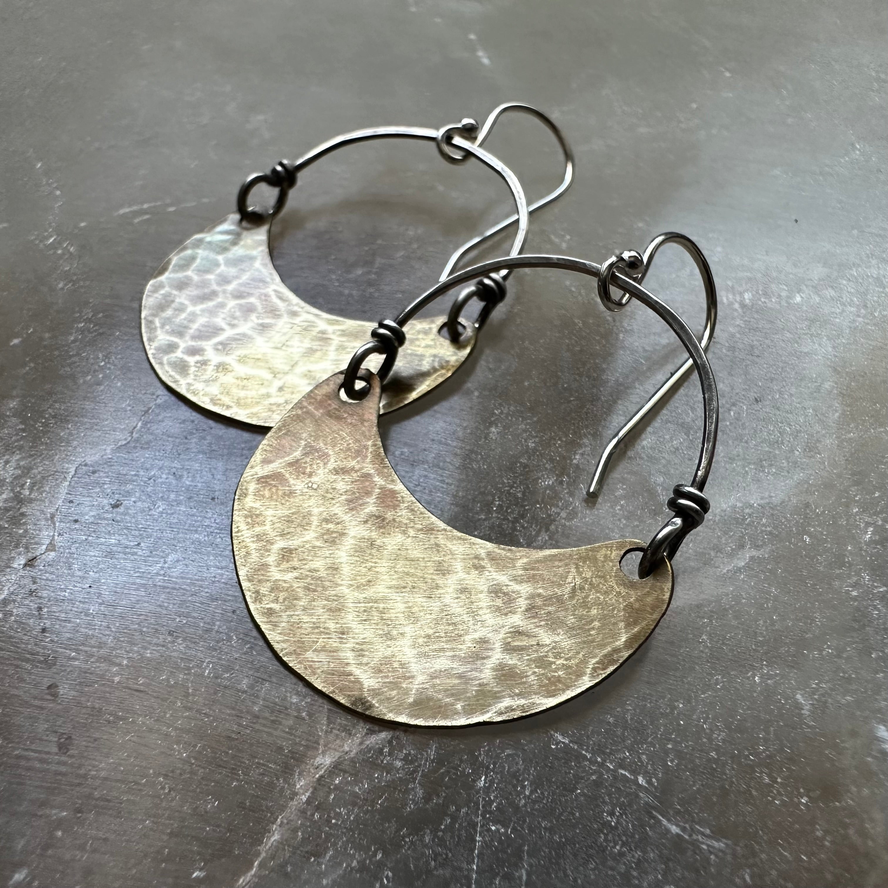 Brass Crescent Earrings by jenkahnjewelry