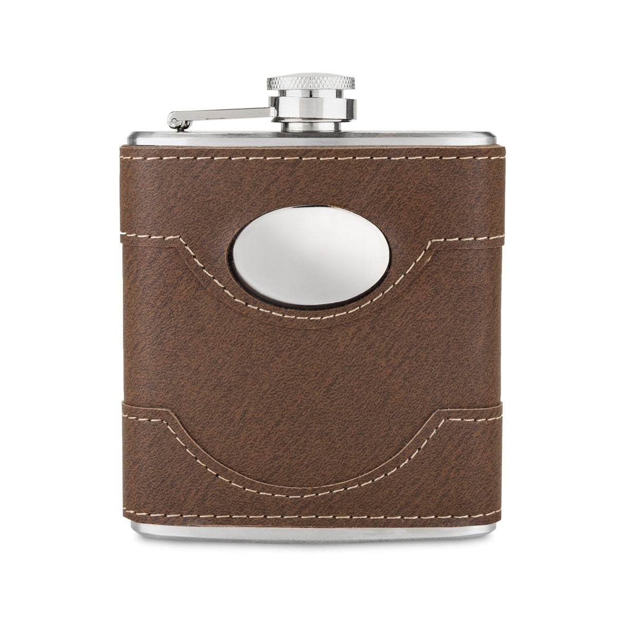 Flask - Stainless Steel & Faux-leather Wrap Bootlegger 6oz by Homeportonline