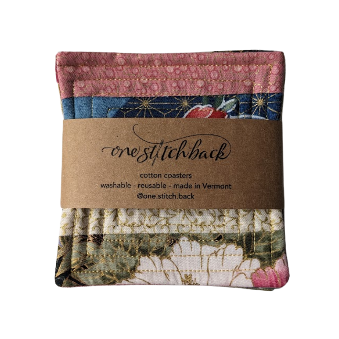 Asian Fabric Patchwork - Quilted Coasters