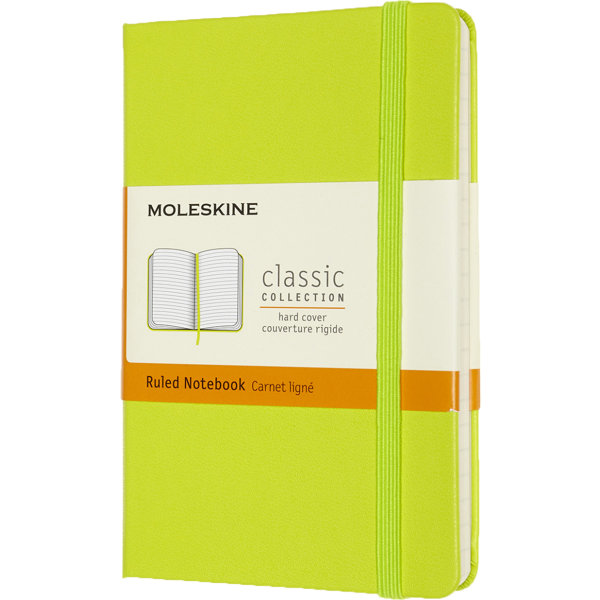 Moleskine Classic Hard Cover Notebook, Pocket, 3.5" x 5.5", Ruled, 192 Pages, Lemon Green
