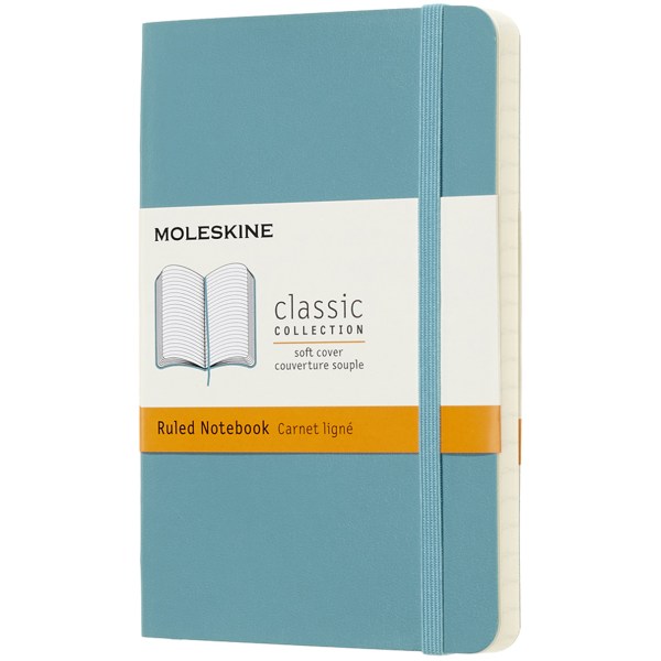 Moleskine Classic Notebook, Pocket, 3.5" X 5.5", Ruled, 192 pages, Soft Cover, Reef Blue