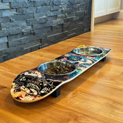 Rock Legends - Elevated Skateboard Cat Feeding Stand with 2 Bowls