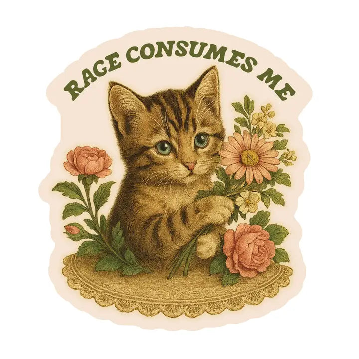 Rage Consumes me Kitten Sticker