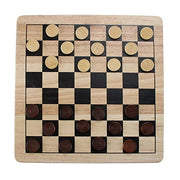 Brybelly All Natural Wood 2-In-1 Checkers And Tic-Tac-Toe Set With Wooden Pieces