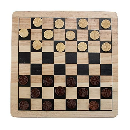 Brybelly All Natural Wood 2-In-1 Checkers And Tic-Tac-Toe Set With Wooden Pieces