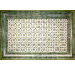 Tapestry Twin Size Tile Print White Background Green by Homeportonline