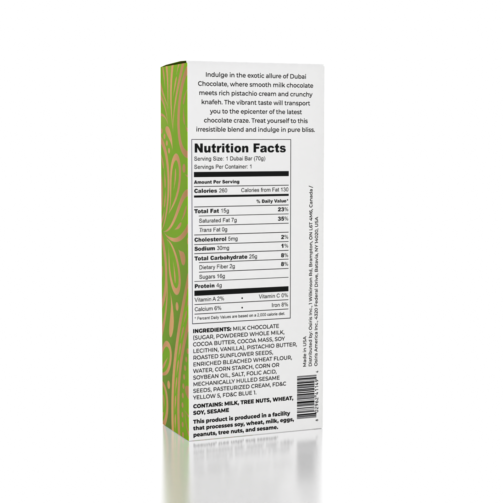 Dubai Chocolate Bar Pistachio by Oasis Treasures by SidePony Boutique