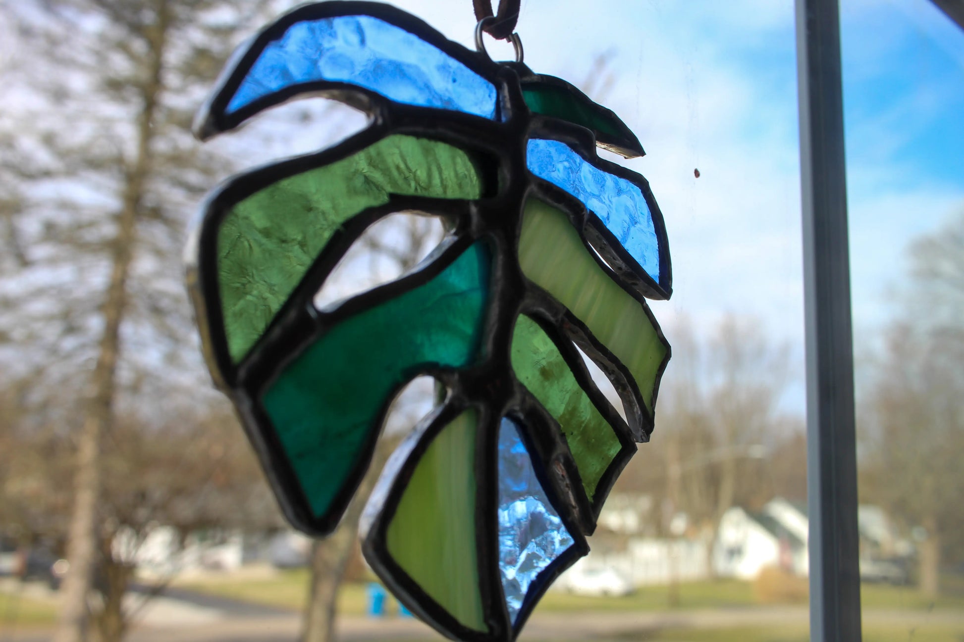 Monstera Leaf Stained Glass Suncatcher by Wild Lark