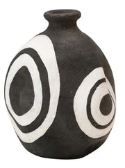 Vase Terracotta Back With White Circles 5.5" High by Homeportonline