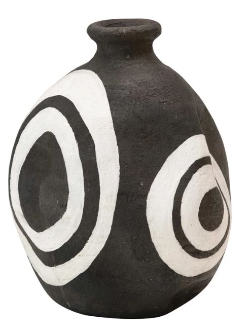Vase Terracotta Back With White Circles 5.5" High by Homeportonline