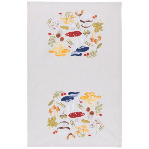 Field Mushrooms Printed Cotton Dishtowel by Homeportonline