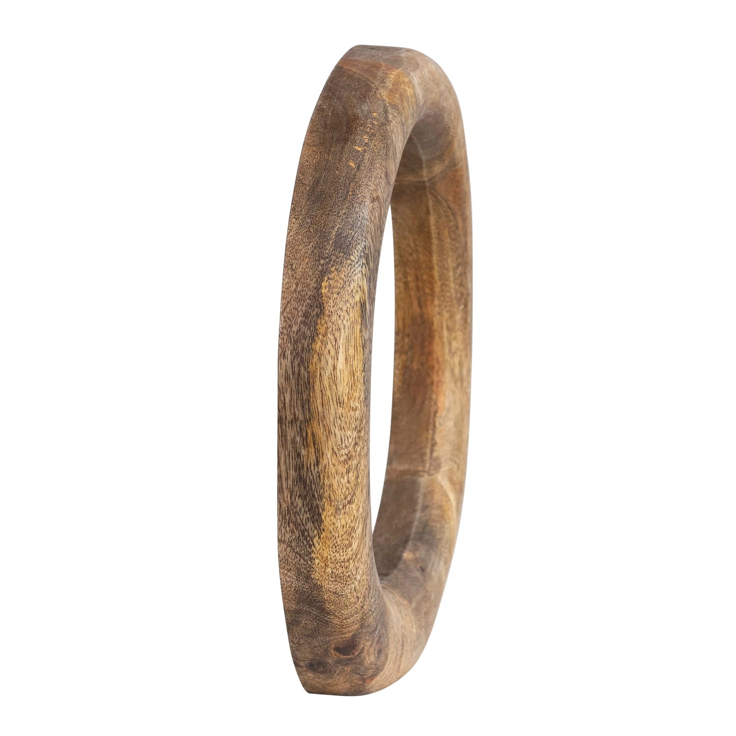 Decorative Sculpture Mango Wood Circle Natural 10.5"h by Homeportonline