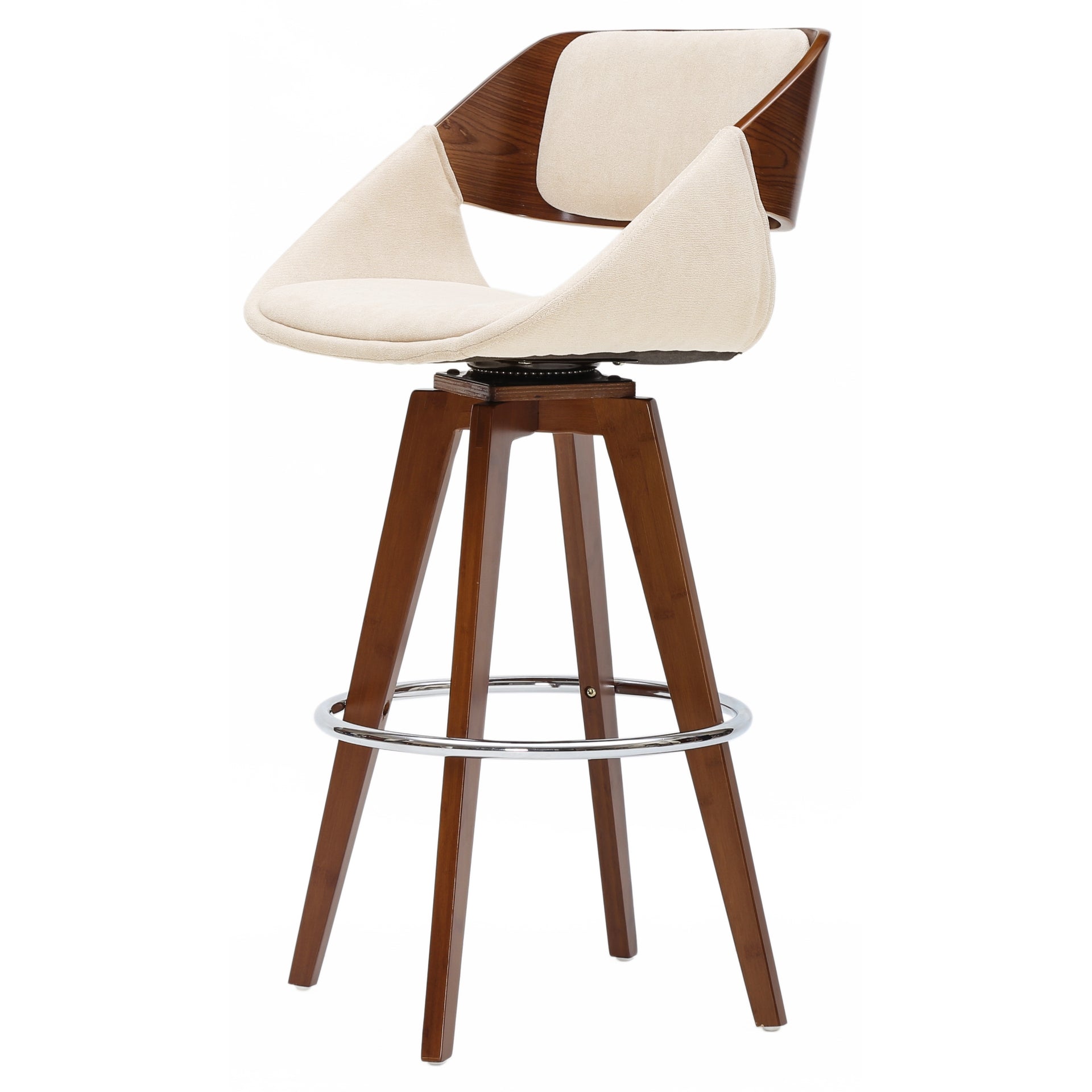 Cyprus KD Fabric Bar Stool Santorini Sand and Walnut by Homeportonline