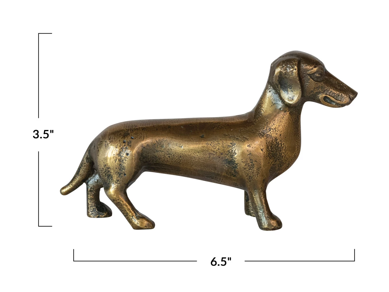 Decor Figurine Cast Aluminum Dachshund Brass Finish by Homeportonline