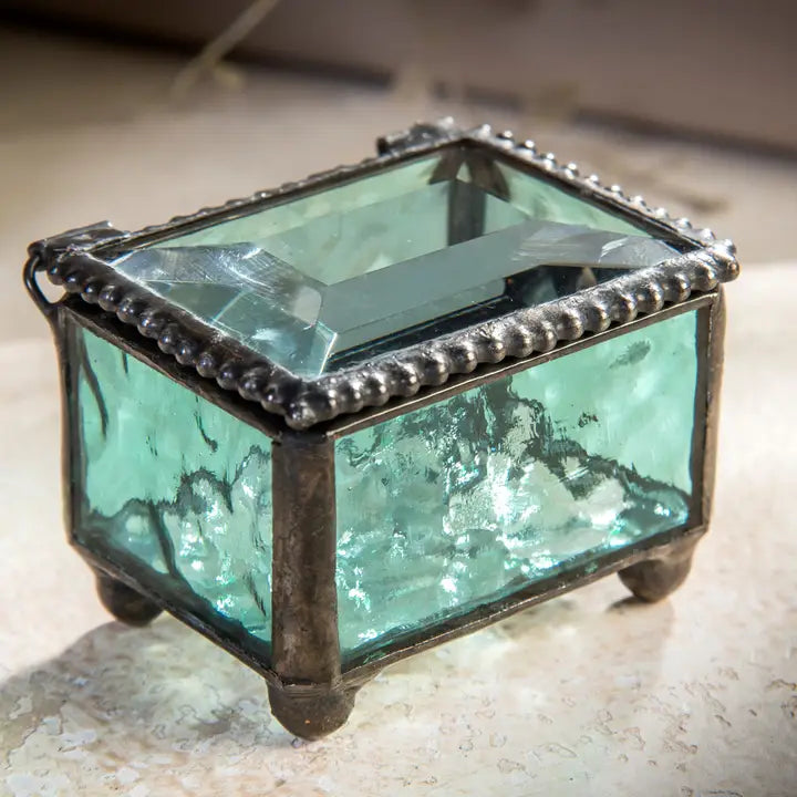 Vintage Stained Glass Ring Jewelry Box