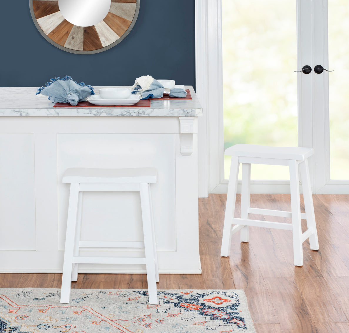 Beamon Counter Stool White 24" by Homeportonline