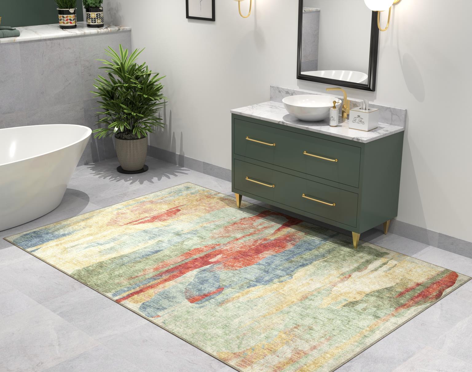 London Mirage Multi Color Washable Rug 5' x 7'6" by Homeportonline