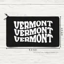 Vermont Wavy Text Black Canvas Zipper Bag by Wild Lark
