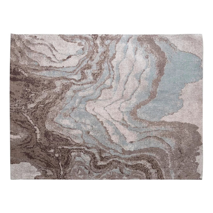 Rug Woven Cotton Blend Marbled Multicolor 5' x 7' by Homeportonline