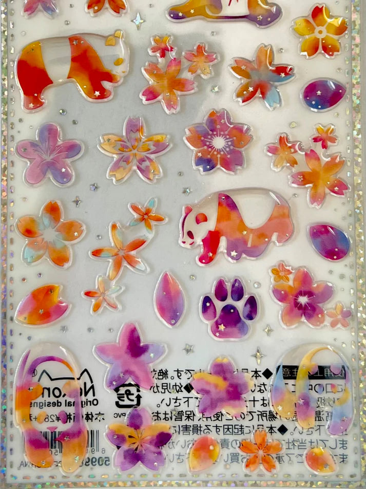 Stickers Sakura Panda Rainbow Flower by Homeportonline