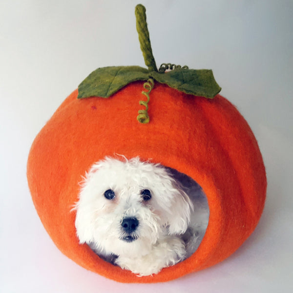 Cat Bed - Karma Cat Wool Pumpkin Cave Orange by Homeportonline