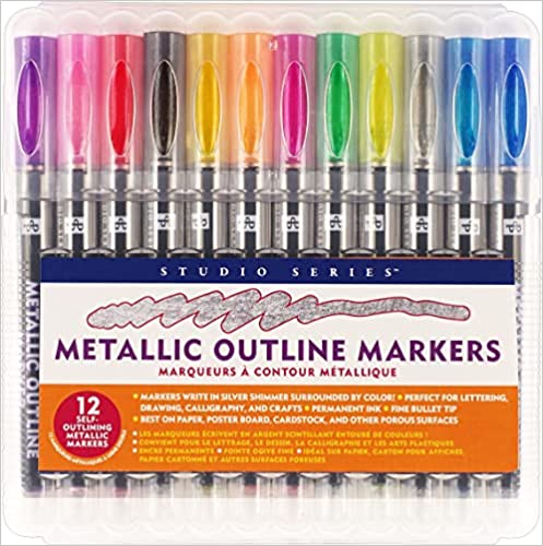 Art Center Markers Metallic Outline 12 Colors by Homeportonline