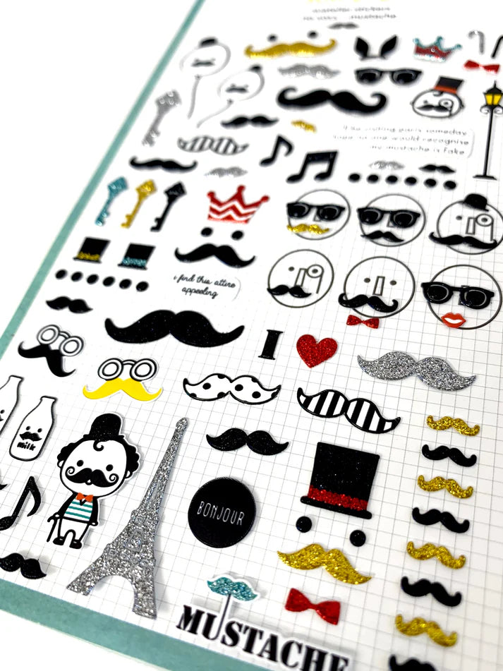 Stickers Mustache Glitter by Homeportonline