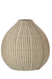 Vase Stoneware Textured Off White & Black Dots 3.5"h by Homeportonline