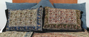Pillow Sham Circle Kalamkari Blue/Gold Reverses To Red/Green by Homeportonline