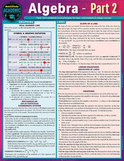 Algebra Part 2: A Quickstudy Laminated Reference G
