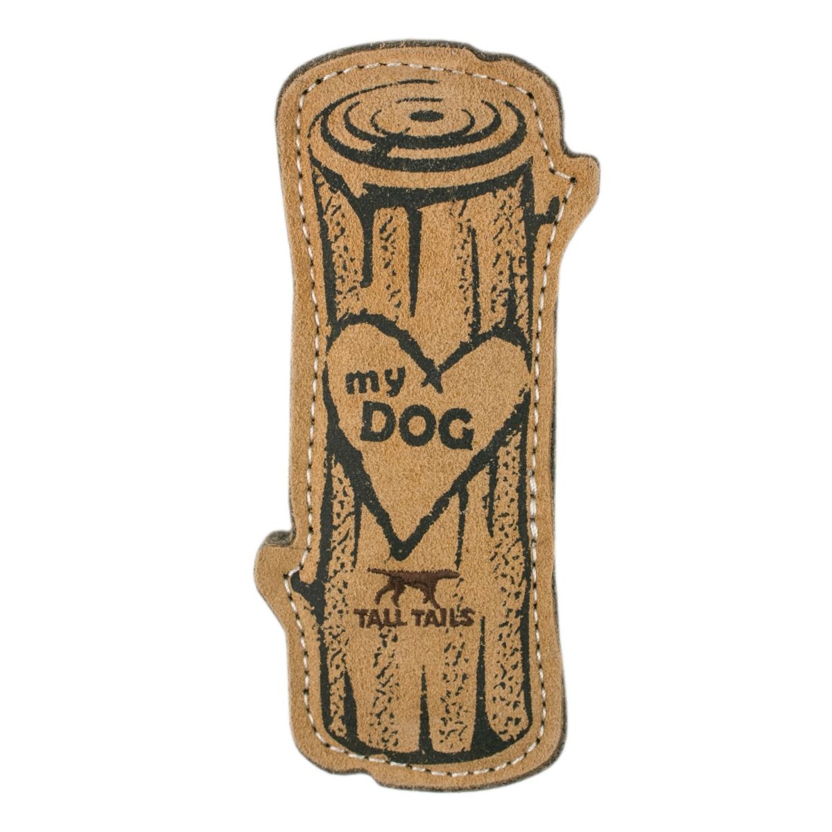 Dog Toy - Natural Leather & Wool Love My Dog Log 9" by Homeportonline