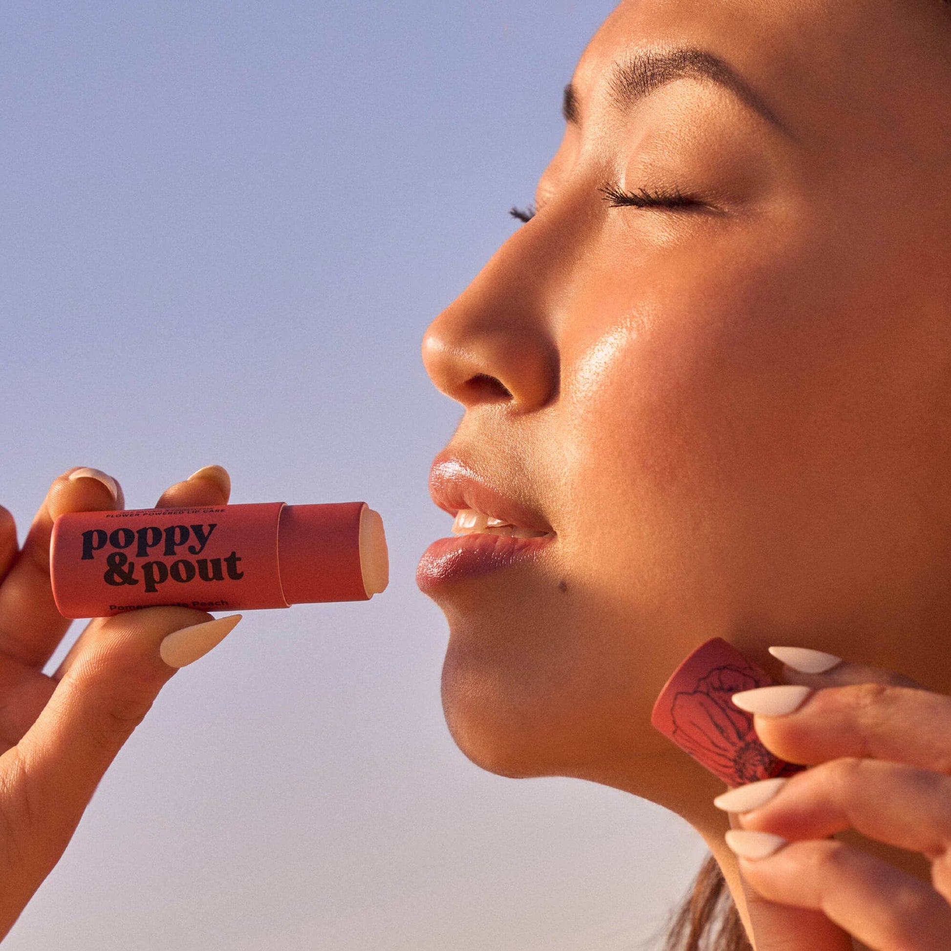Poppy & Pout Lip Balm, Pomegranate Peach by Dear Lucy