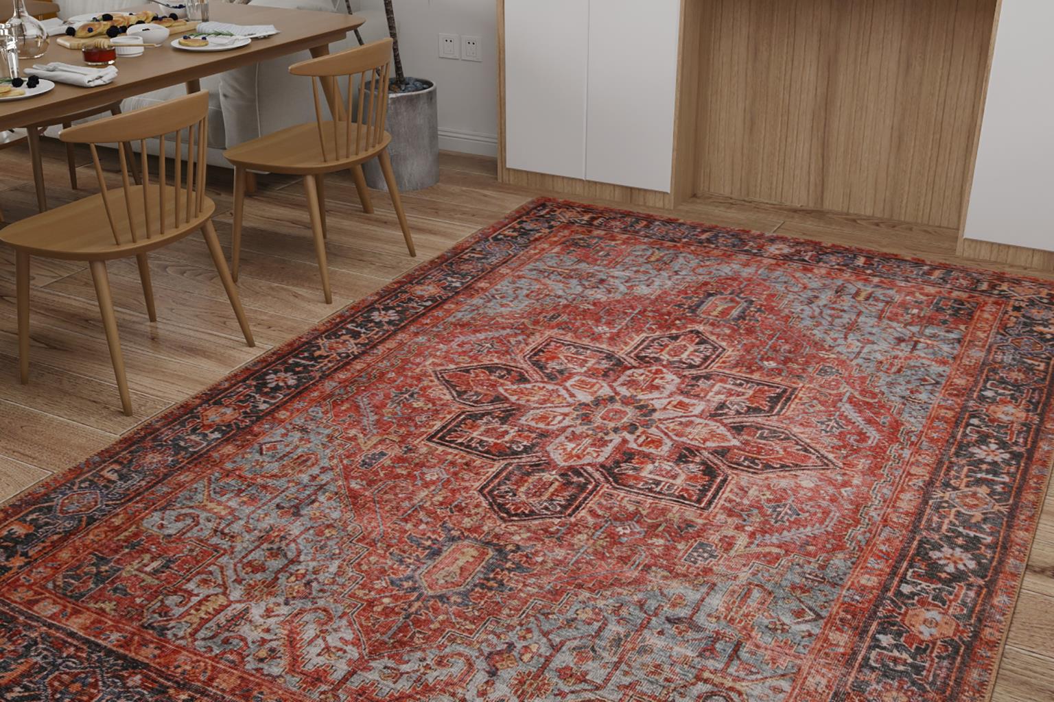 London Anna Red Washable Rug 5' x 7'6" by Homeportonline