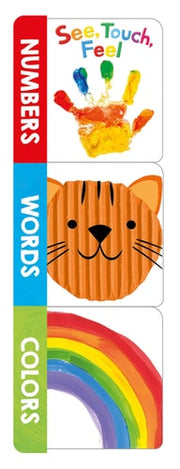 See, Touch, Feel Words, Numbers, Colors (Chunky Set) With 3 Mini Board Books