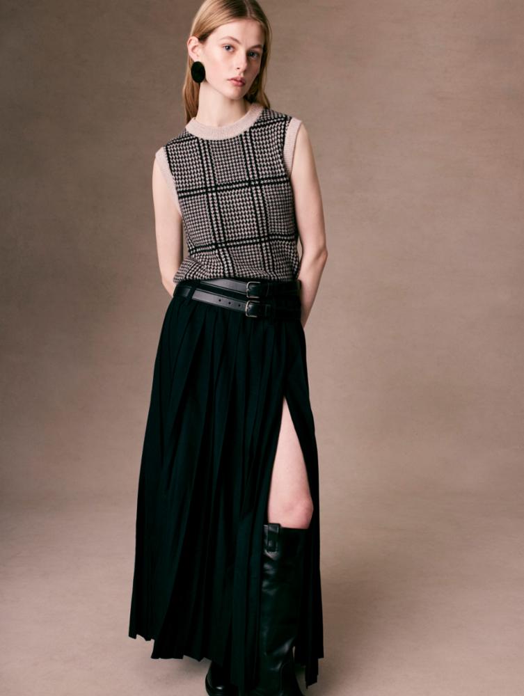 White + Warren Cashmere Brushed Houndstooth Shell