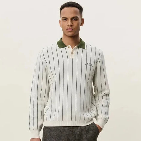 Les Deux Signature Knitted Long Sleeve Polo