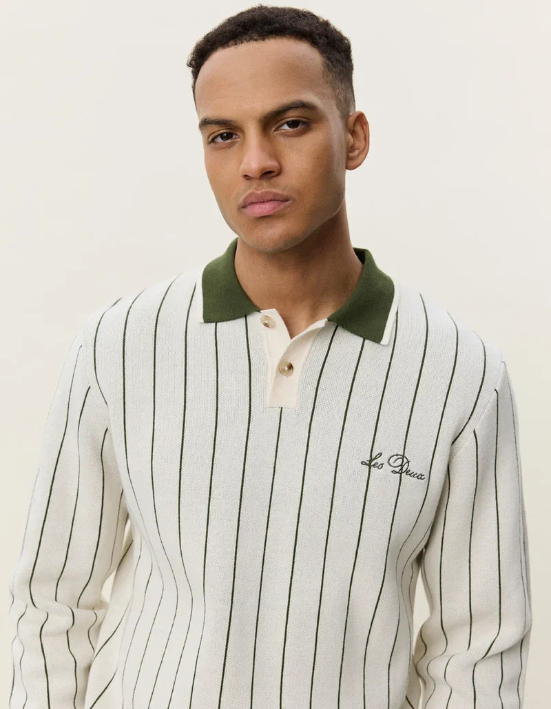 Les Deux Signature Knitted Long Sleeve Polo