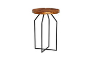 Table Teak Wood Brown Top, Black Base 16"d x24"h by Homeportonline