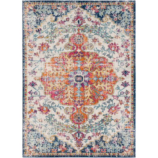 Harput 5'3" X 7'3" Rug Multi Colored Orange, Purple & Fuschia Center Medallion by Homeportonline