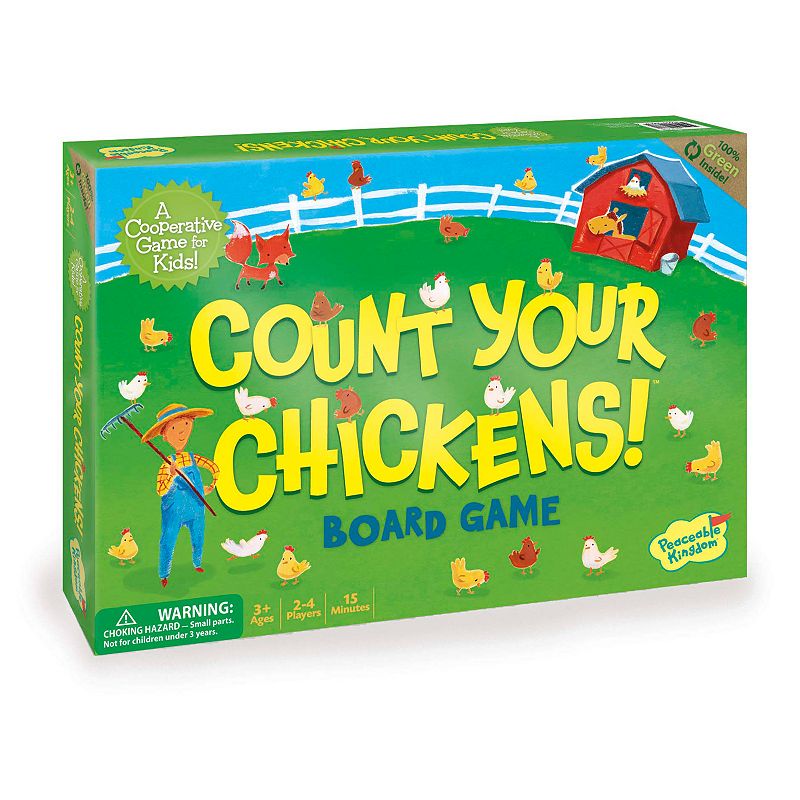 Count Your Chickens! Board Game: Peaceable Kingdom Toddler Educational Play, Social & Fine Motor Skills, 2-4 Players