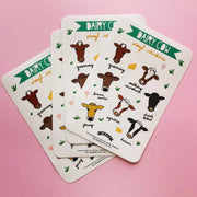 Dairy Cow Vinyl Sticker Sheet - Vermont, Wisconsin, Holstein