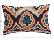 Pillow Lumbar Crewel Geometric Multi 14"L x 9"H by Homeportonline