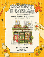 Cozy Shops in Watercolor: A Coloring Book of Ready