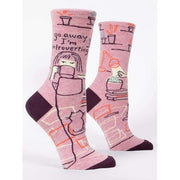 Blue Q Women s Novelty Crew Socks -Go Away I m Introverting(Womens Size 5-10)