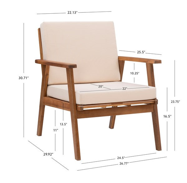 Cosgrove Acacia Wood Outdoor Chair with Natural Cushion by Homeportonline