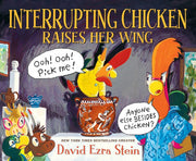 Interrupting chicken raises her wing