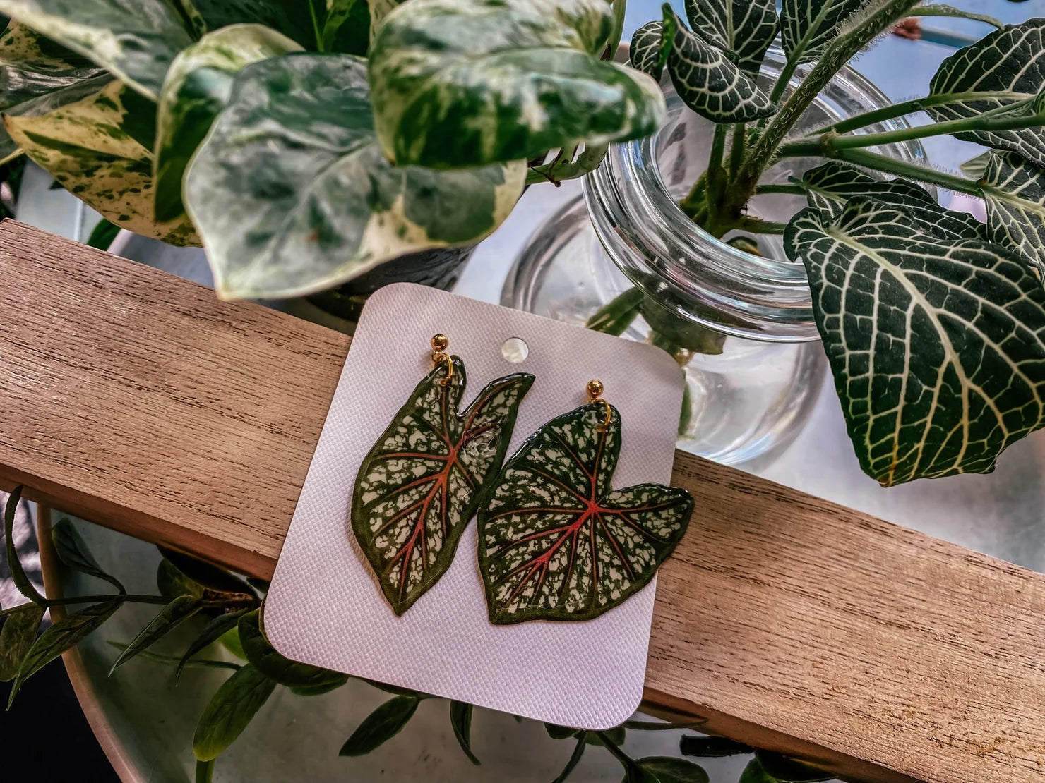 Caladium Leaf Mismatch Leaf: Earring, Magnet, Pin, Decor