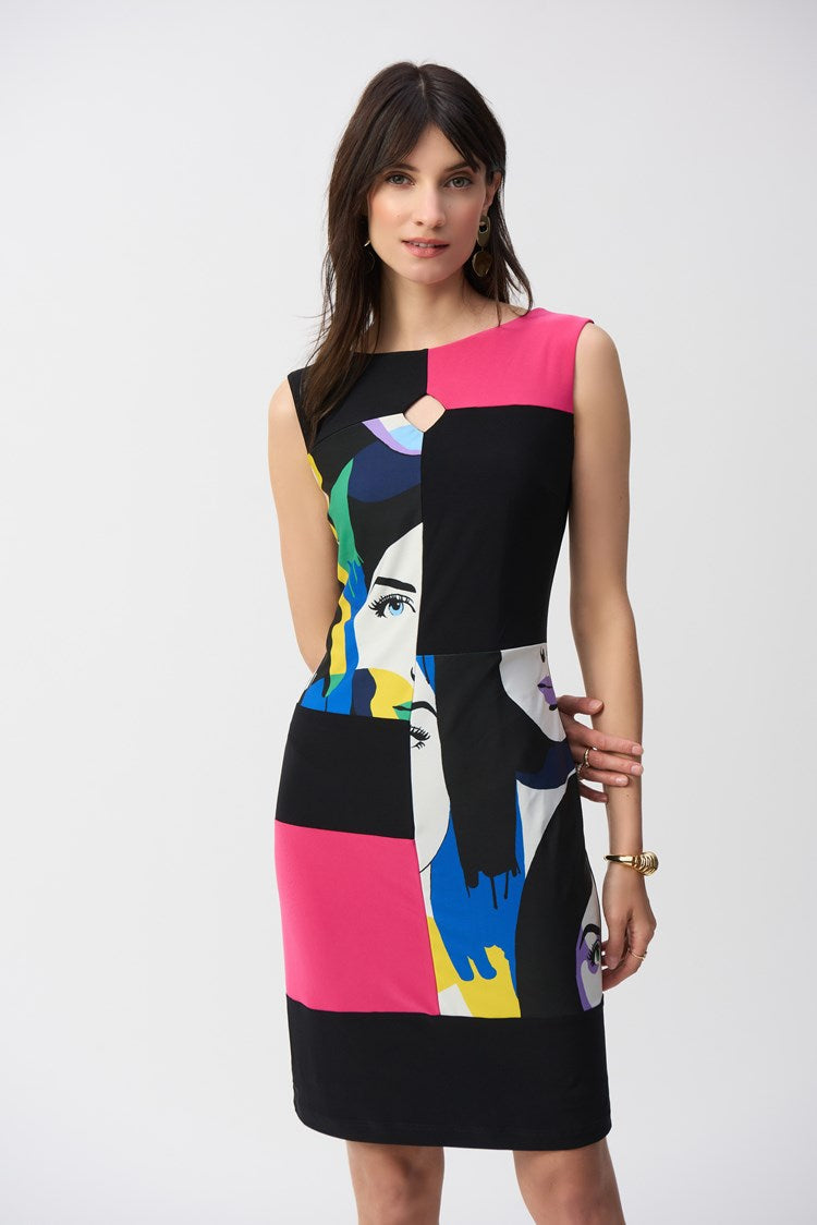 Joseph Ribkoff Silky Knit Color Block Sheath Dress
