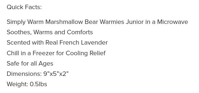 Warmies Junior Bear Marshmallow Brown 9" by Homeportonline