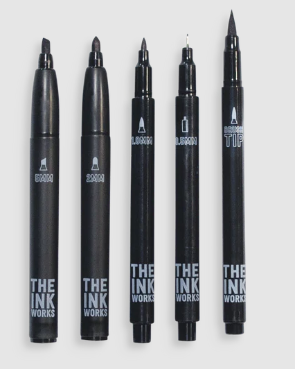 Ink Works Markers Black Set Of 5 by Homeportonline